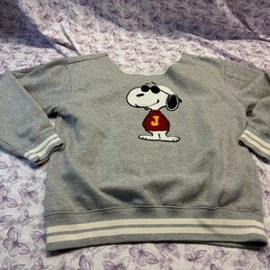 🪄Gray Snoopy Off the Shoulder Sweatshirt